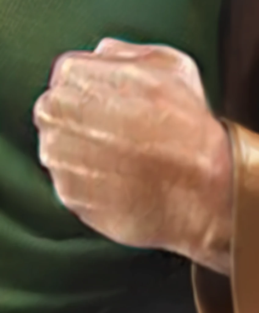 someone is holding a cell phone in their hand and wearing a green shirt, heavy gesture style closeup, realistic hand, realistic hands, normal hands, enhanced hands, corrected hand, closeup of hand, closeup of fist, corrected hands, simpe hands, highly real...