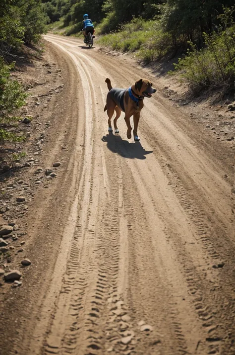 Images of dogs following trails in different environments