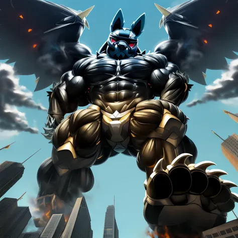 (masterpiece. official art. 8k. best quality. detailed full body. full body.)
(situation 1 : dominating lucario. focus giant mec...