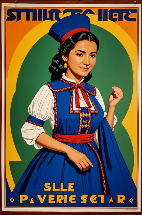 Poster showing a woman with a folklore costume whose title is SNTE