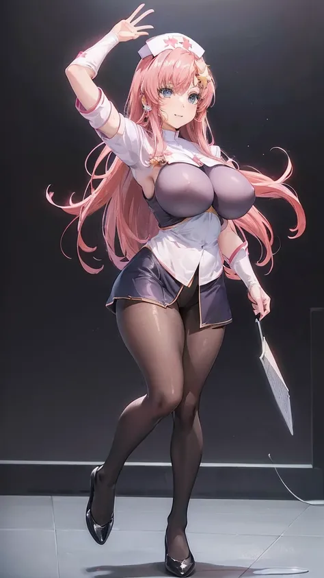 (masterpiece）、（Best image quality）、（Very detailed）、（Very detailed）、4K、（8k）、Best image quality、（beautiful）、
More about Campbell, 1 Girl, star hair ornaments, hair ornaments, Pink Hair, Long Hair, Huge breasts、Thick thighs,A light smile､Dynamic pose､gravure､...