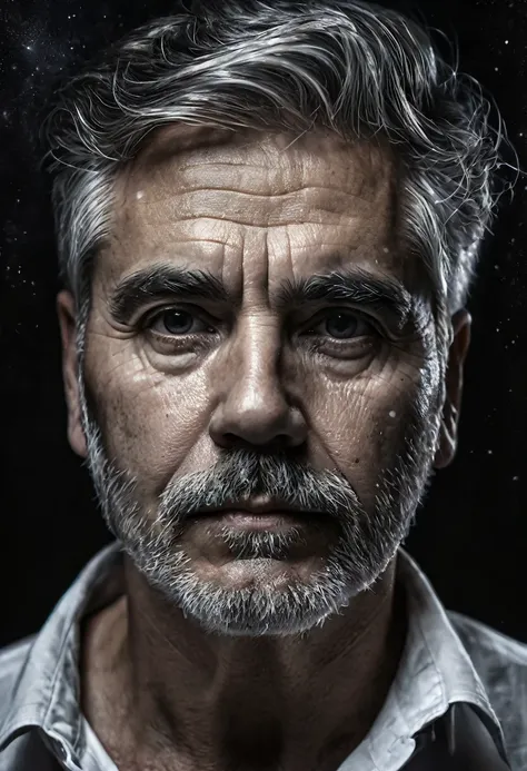 Retrato de Hombre blanco muy serio con fondo obscuro, imagen hiper realista 