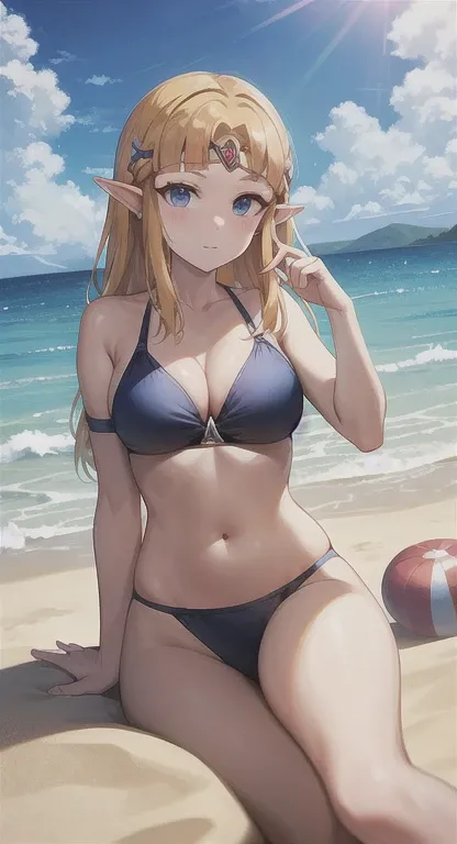 Princess Zelda, beach, swimsuit,