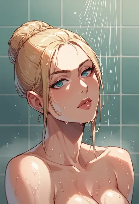 Nina Williams taking a shower sexy wet