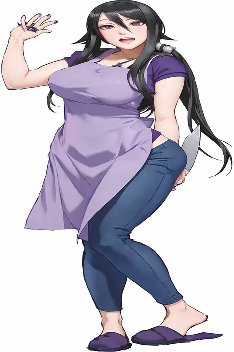 anime girl with long black hair and purple dress holding a knife, hinata hyuga, nico robin, maya fey from ace attorney, tifa lockhart, !!full body portrait!!, tifa lockheart, tifa lockhart portrait, fullbody portrait, portrait of tifa lockhart, full body x...