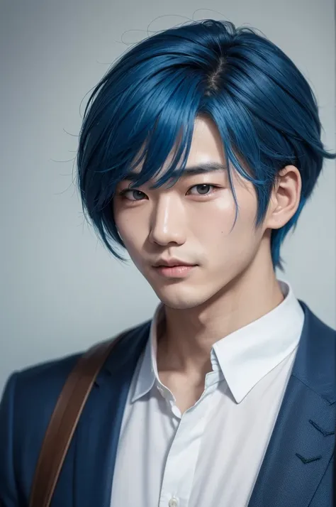 Korean man with blue hair