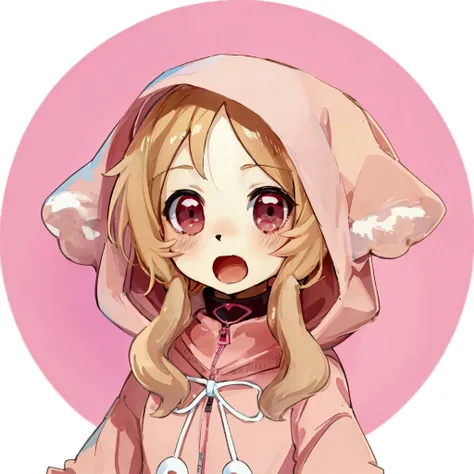 cartoon girl in a pink hoodie and a pink hoodie, umaru-chan, , pretty girl, little lolita girl, cute anime style, cute anime cat...