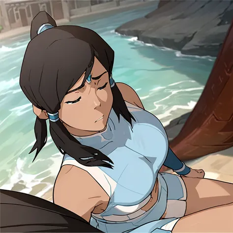 view from above,,the legend of korra, korra,(medium tits,thongs,stockings,micro bikini,mouth veil,micro skirt,sitting cross - le...