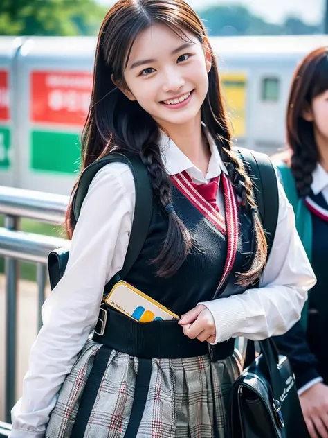 (a super cute korean high school girl with a school bag is going to school.:1.2)(grin,smile:1.1)(beautiful sweat:1.1)(16k, raw p...