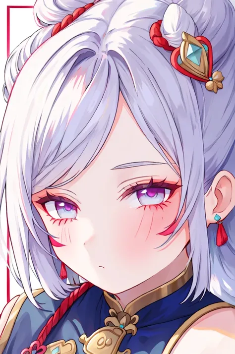 ((best quality)), ((masterpiece)), (detailed), perfect face, barbarian markings, short white hair ponytail bun, blue eyes magent...