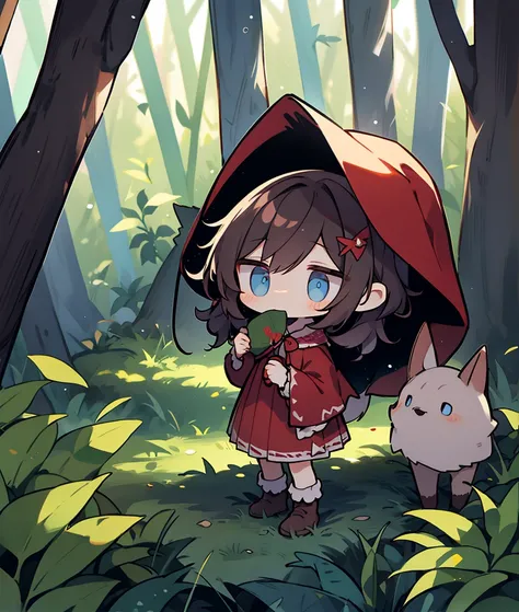 little red riding hood and the young man with wolf ears、little、in the forest