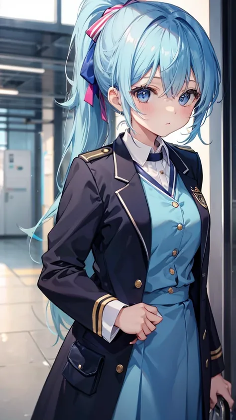 Young Girl、Lori、ponytail、Blue Hair、uniform、cute、Young、