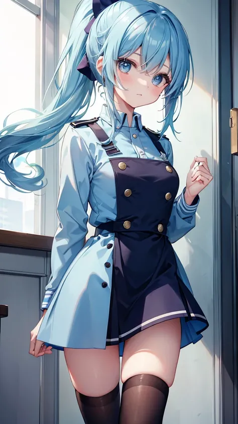 Young Girl、Lori、ponytail、Blue Hair、uniform、cute、Young、