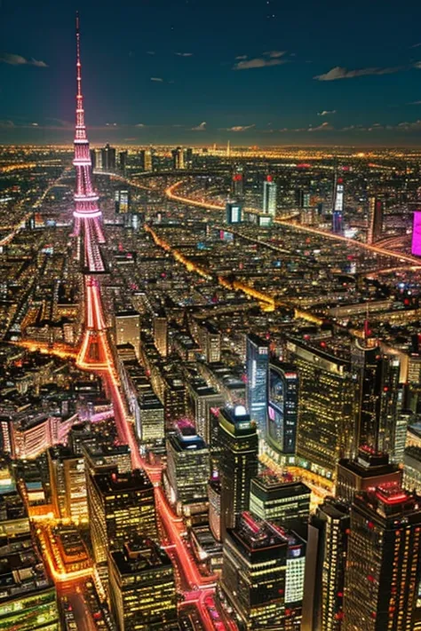 Mexico City combined with neon and Tokyo Japan 