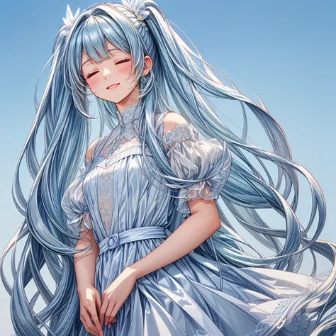 masterpiece, best quality, extremely detailed, (illustration, official art:1.1), 1 girl ,(((( light blue long hair)))), ,(((( light blue long hair)))),light blue hair, ,10 years old, long hair ((blush)) , cute face, big eyes, masterpiece, best quality,((((...