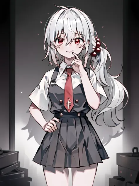 In general detail: very detailed, highly detailed, exceptionally detailed, exceptionally detailed, top quality, 2.5D works, a girl, single, beautiful hands, perfectly beautiful hands, summer school uniform: plain dark gray skirt with a lot of pleats: 1.4, ...