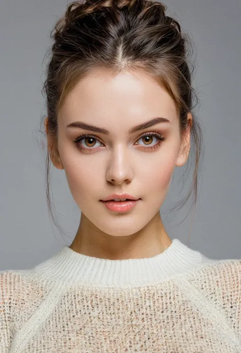 (1 girl), updo hairstyle, extremely cute face, wonderful face and eyes, brown-honey eyes, (extremely detailed eyes, extremely detailed face), Fresh, very beautiful appearance, (super photographic, High resolution), (best quality:1.4), (hyper quality), real...