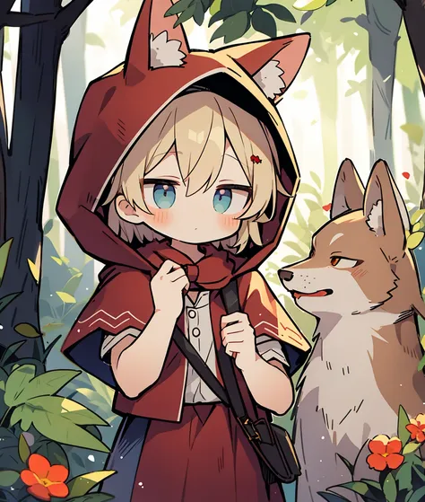 little red riding hood and the boy with wolf ears、little、in the forest