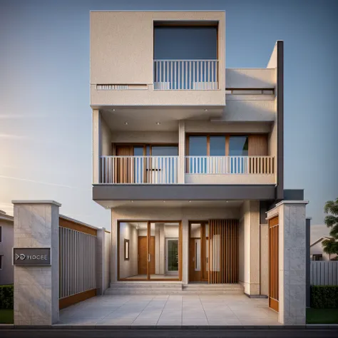 townhouse, daylight ( best quality) ((high solution)), (( photo realistic)), warm light, (sharp focus) front view of townhouse i...