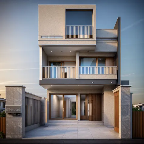 townhouse, daylight ( best quality) ((high solution)), (( photo realistic)), warm light, (sharp focus) front view of townhouse i...