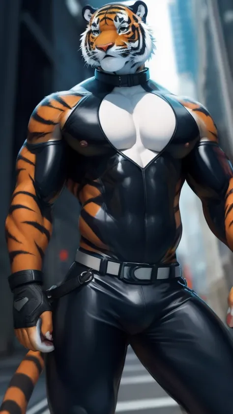 Boy tiger futuristic tight bodysuit sexy 