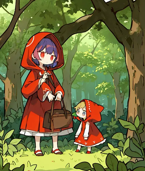 little red riding hood and the boy、little、in the forest