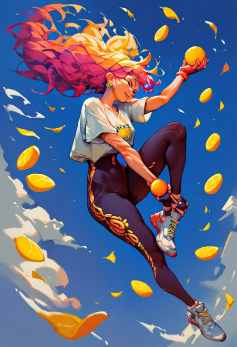 1girl, posing, micro bangs hair, style based on lemon, lemons floating in the air, score_9, score_8_up, score_7_up, score_6_up, score_5_up, score_4_up, rating_sfw, rating_acceptable, anime dark theme, low light, (Masterpiece:1.3) (best quality:1.2) (high q...