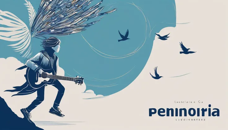 Create a professional, fantastic, cinematic Youtube Banner for a brand about music and stories called " Penamemoria". Masterpiece, 4k, sharp focus, highest quality,wide shot. The title is " Penamemoria". Is a brand about the creative, unique journey of a b...