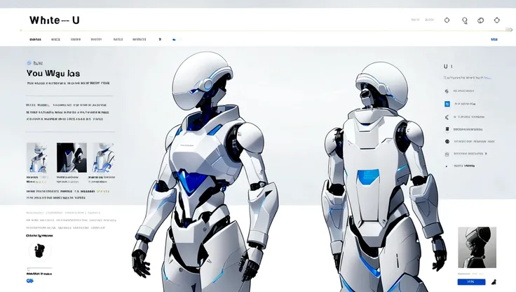 white hero page ui ux theme website, white and blue (mostly white) theme, robotic surgery black and white silhouette