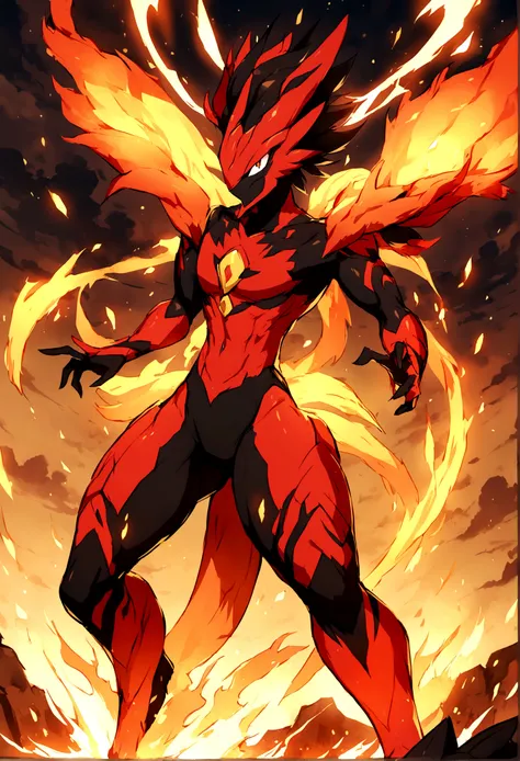 Create a fire type legendary male Pokemon 