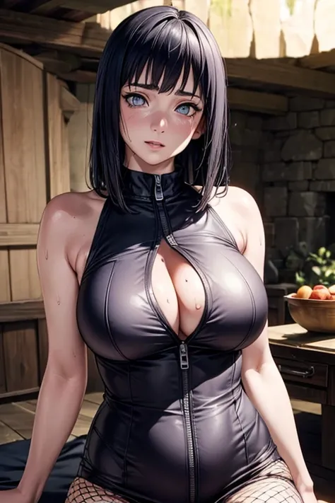 (Highest quality,4K,8k,High resolution,masterpiece:1.2),Very detailed,(Realistic,photoRealistic,photo-Realistic:1.37),Beautiful woman, Hyuuga Hinata,Healthy Body,
Beautifully detailed sweat glands,Smooth skin texture,Carefully drawn,

(Sleeveless shirt, Fi...