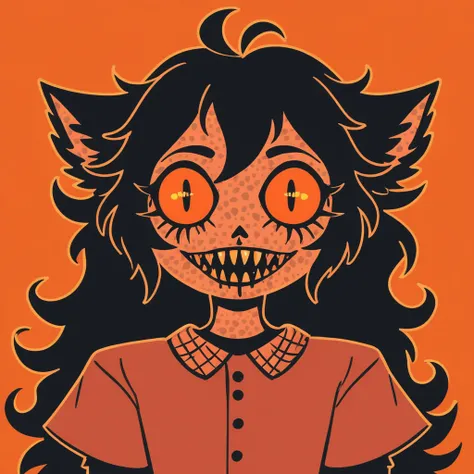 Killed by Death in Atomic tangerine aesthetic art style, nightmare fuel style, furry anime style