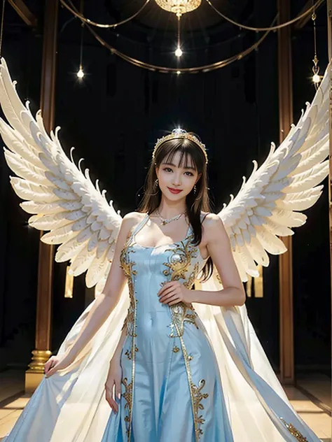 ((very beautiful angel queen,the final form as a perfect angel, the masterpiece of an angel,huge and intricate angel wings,the m...