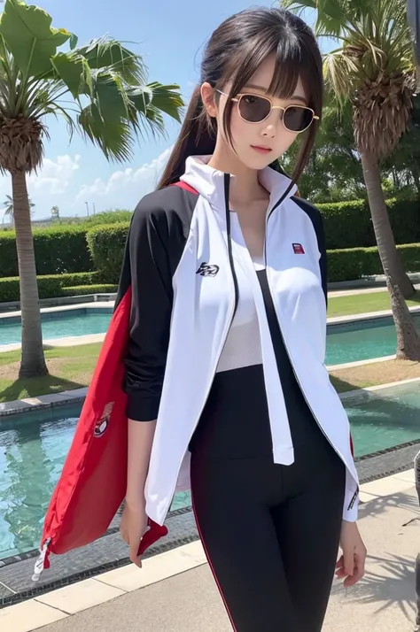 Anime Style　Glasses　woman　Beach　suit