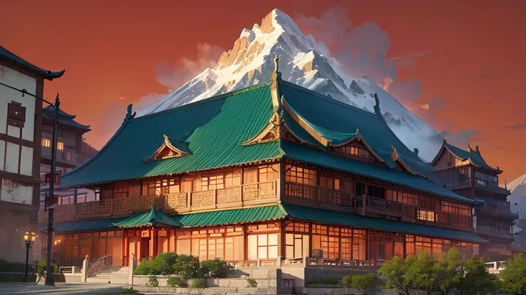 chinese style, mountain sect, buildings of the chinese manga sect, ((background:1.8))