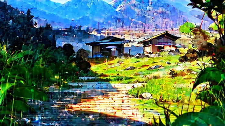 Chinese style, mountain sect, Buildings of the Chinese Manga Sect, Immortal Light, ((background:1.8))
