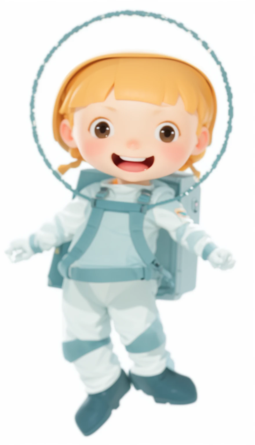 A little girl in a spacesuit