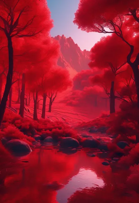 red aesthetic landscape, 8k, masterpiece,