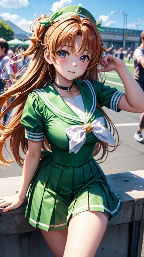 彼女の体は裸ですストッキングを履いた裸のSailor Jupiter、She&#39;s not wearing any clothes、masterpiece, Highest quality, High resolution, Absurd, Very detailed, Cute eyes, Wet body:2.0、 Jupiter, Green Eyes, ponytail, tiara, jewelry,Elbow-length gloves, White gloves, Pink Ribbon...