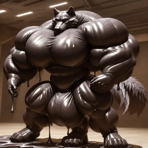 solo, male, , , , (hyper pecs:1.2), （long thick thighs:1.5）, standing, indoor,，(，,(,solo,very hyper muscles:1.3)((, Huge bulge：1.3))）（)), black glowing liquid，（((liquid_latex, , rubber:1.2)，,black latex，goo transformation，(gooey)()(l），unreal engine,perfect...