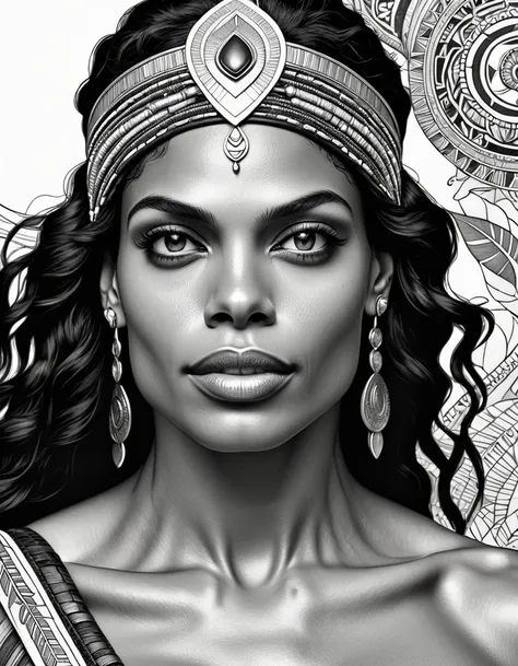 a beautiful attractive african american woman,(Aesthetic representation of Rosario Dawson as Ashoka Tano), nude skin, athletic physique, well-toned and fit body, slender, elegant form, nude skin, intricate detailed face, detailed eyes, detailed nose, detai...