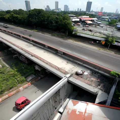 A young  fell from an overpass near Rangsit. Miraculously survived