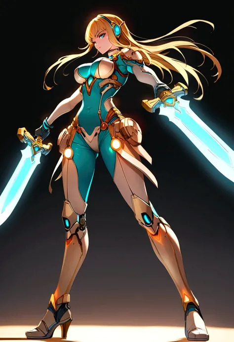 samus amran girl dual wielding sword