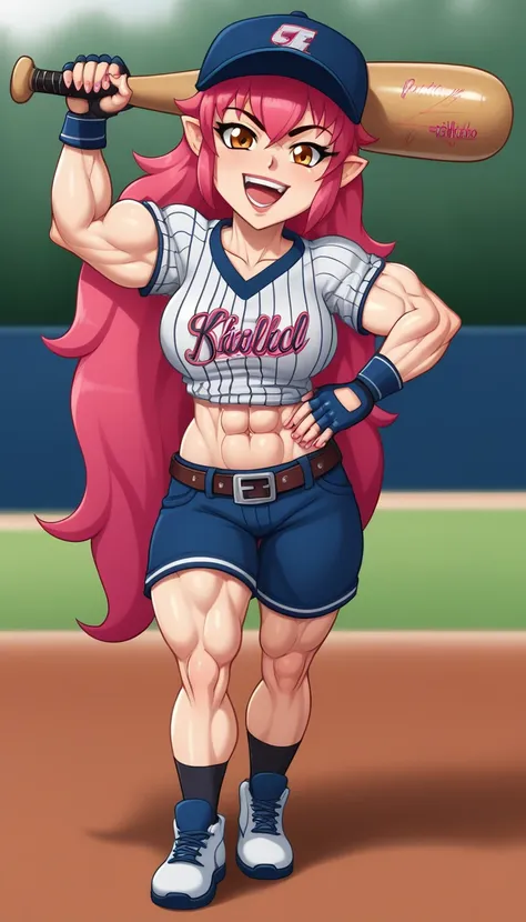 muscle kid girl baseball bat