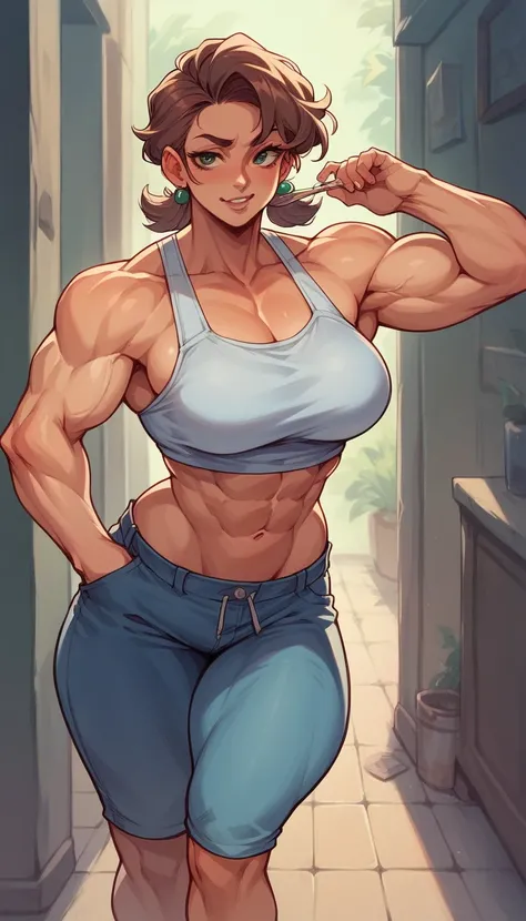 kid girl and muscle mom