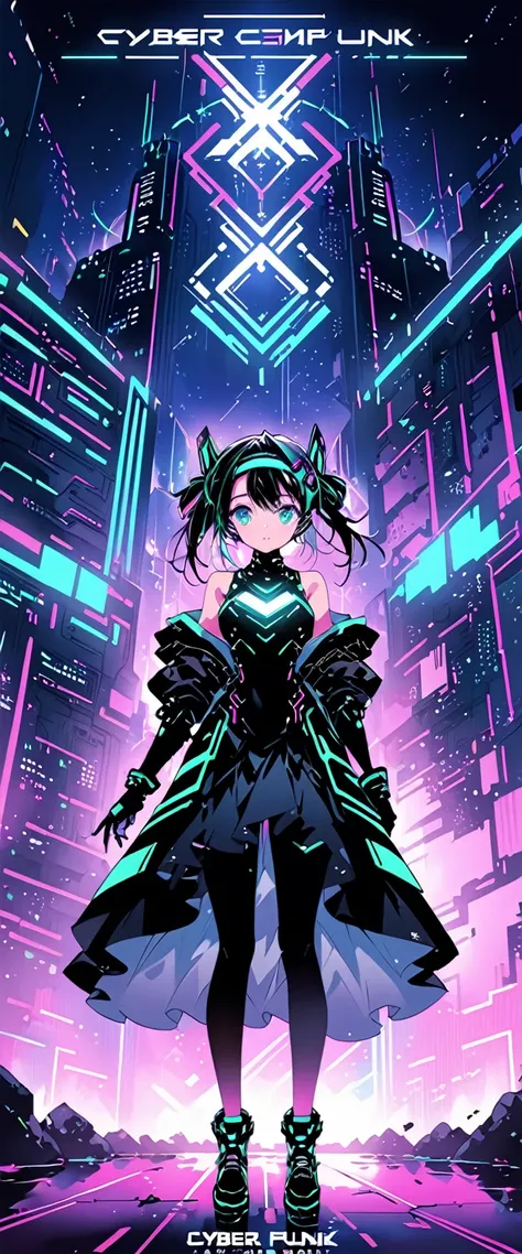 Anime girl in a dress and headband standing in front of a building, digital cyber-punk anime art, Digital cyber-punk - Anime Art, アニメ cyber-パンク アート, cyber-punk Anime Girl, cyber-punk Anime Girl mech, Anime Style 4k, Best anime 4k konachan wallpaper, cyber-...