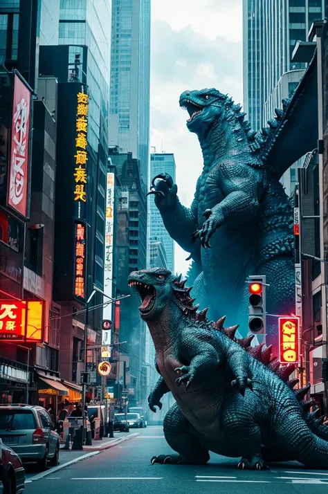 One Godzilla is stomping on the city and destroying it.。
Image size for TikTok Angry is below