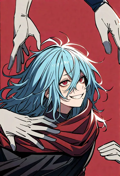 tomura_shigaraki, blue hair, red eyes, bangs, hair between eyes, scar, scar on face
tomura_shigaraki, blue hair, bangs, hair between eyes, scar, scar on face, gloves, white gloves, disembodied limb, covering face
tomura_shigaraki, white hair, red eyes, mes...