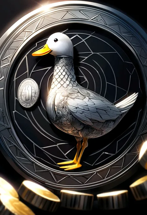 Platinum duck pattern on coin