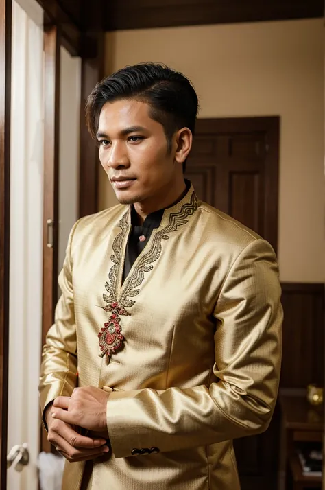 Handsome man in Javanese wedding attire